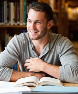 A male student studying